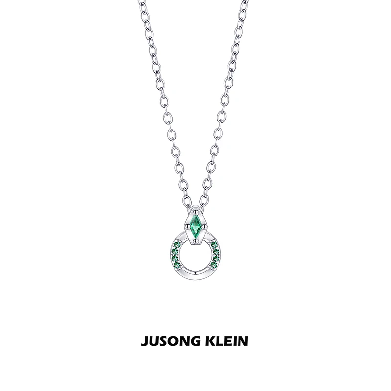 Jusong klein 钛钢项链 生肖蛇系列圆圈蛇项链女款蛇年锆石锁骨链