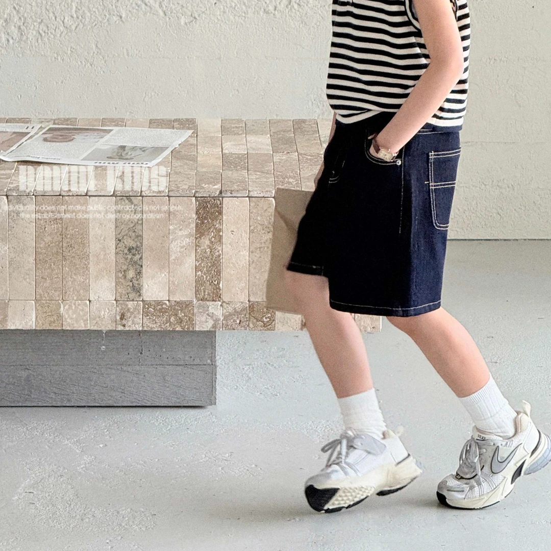 【嗒囜】女童裤子夏装新款复古宽松牛仔短裤中大童时尚短裤儿童服装