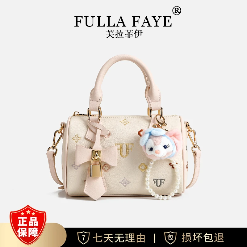 【工厂直销】「素色锦绣」刺绣波士顿枕头包女百搭手提包-0614