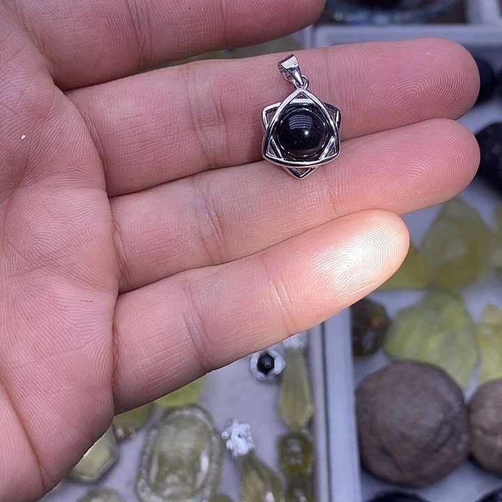 非金属玻璃西藏六芒星转运珠吊坠925银