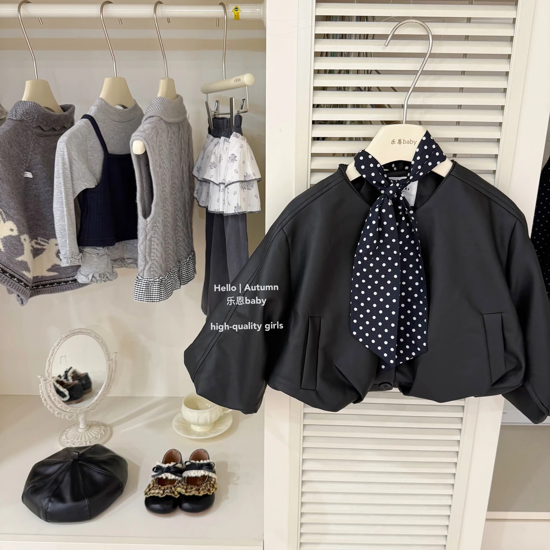 女童秋冬皮衣25秋季新款小女孩时髦短款黑色皮衣宝宝洋气韩版上衣