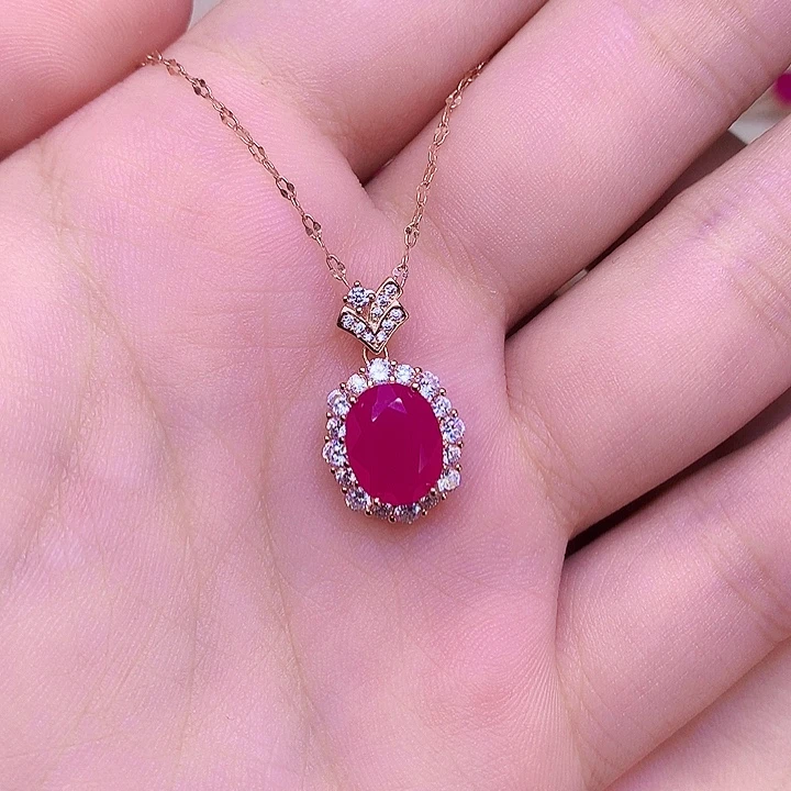 银S925镶嵌颈饰红宝石