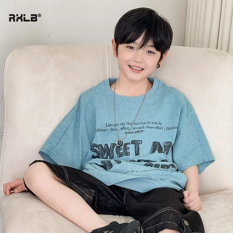 Y8678男童夏装2025儿童装雪花扎染短袖T恤中大童索罗娜圆领半袖潮