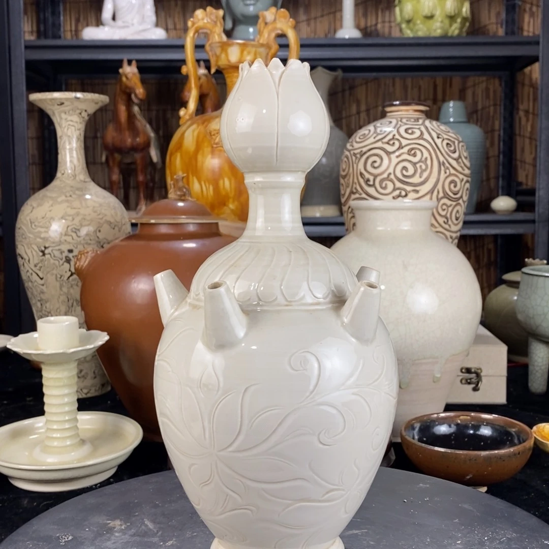 摆件唐**韵定窑五管瓷器瓶