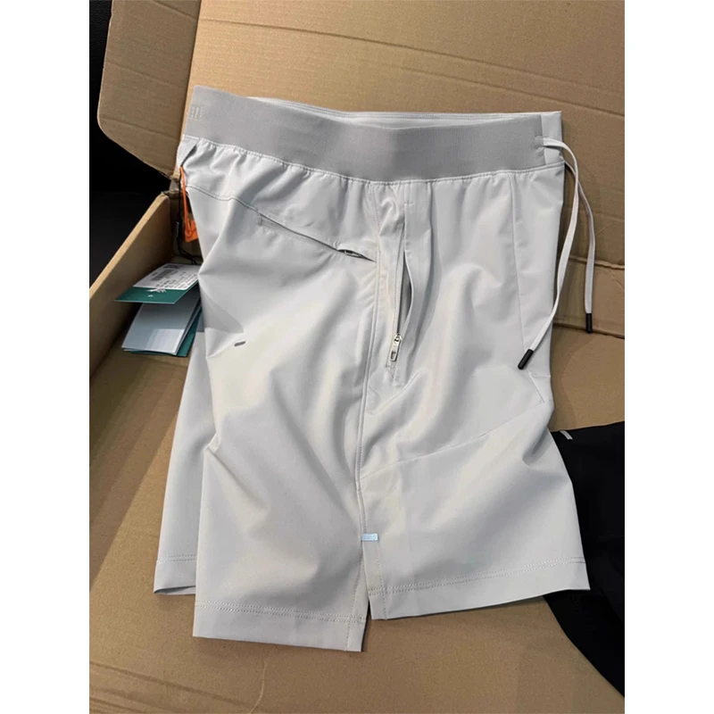 美式速干轻量化短裤男夏季薄款口袋拉链裤子过膝跑步运动四五分裤