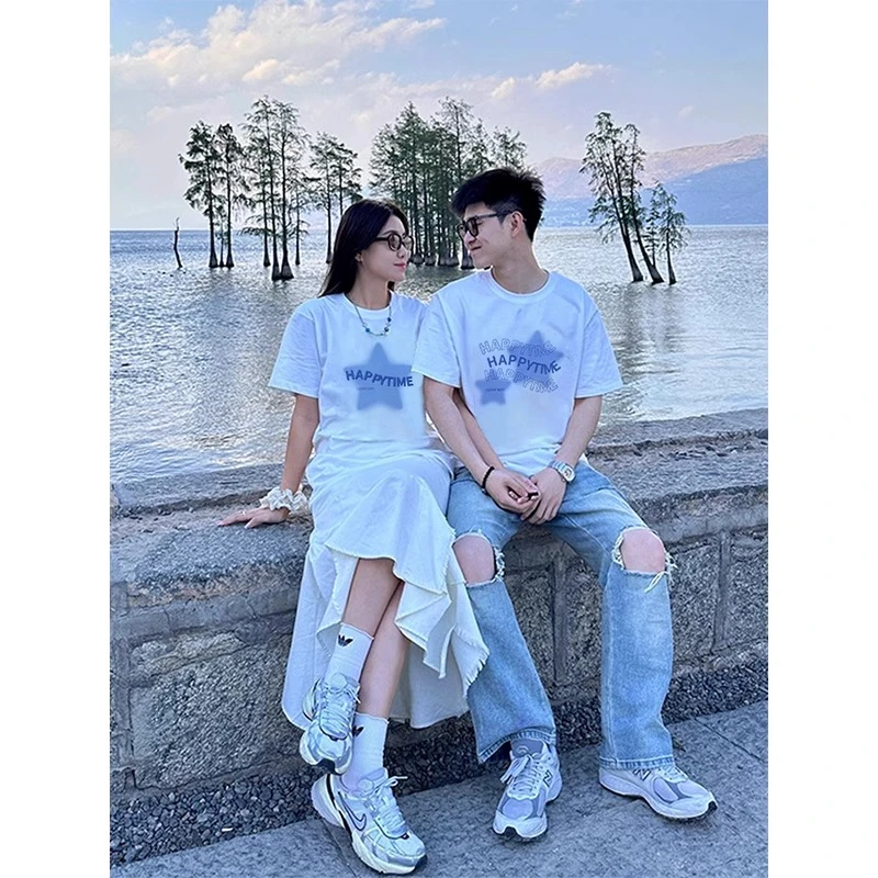 两件装情侣装夏天款短袖2025新款一男一女网红高端衣服T恤夏季装