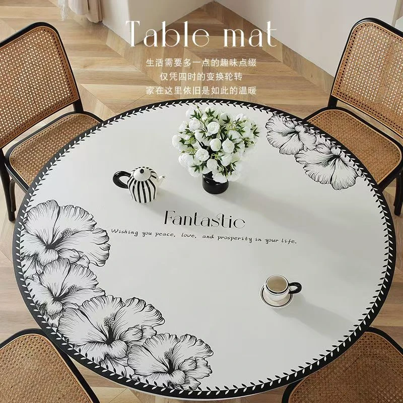 小香风圆形pvc桌垫防水防油免洗防刮家用餐桌茶几保护垫