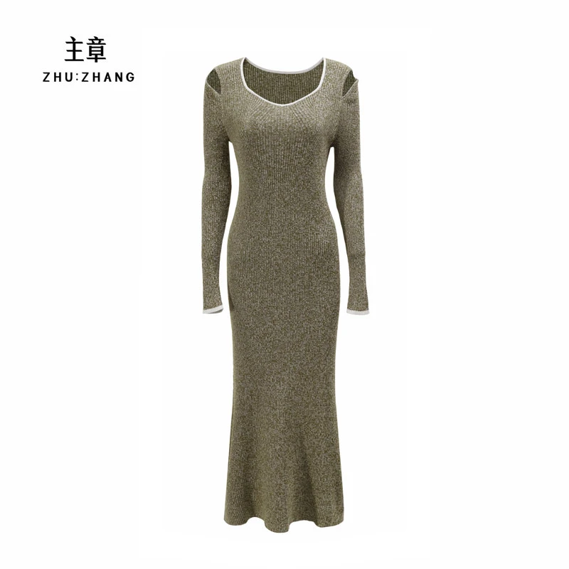 主章ZHUZHANG镂空设计感毛衫连衣裙气质女秋冬长袖ZFAK6238HN