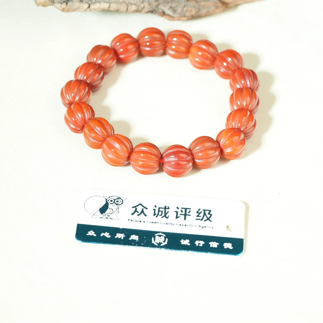 二十世纪南红玛瑙瓜棱手串【古珠精选】AABS250105080