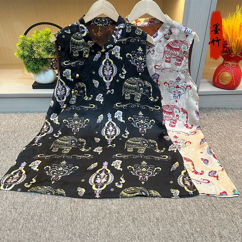 m【69596】新中式中国风上衣马甲国潮高定提花气质时尚女士无袖上衣