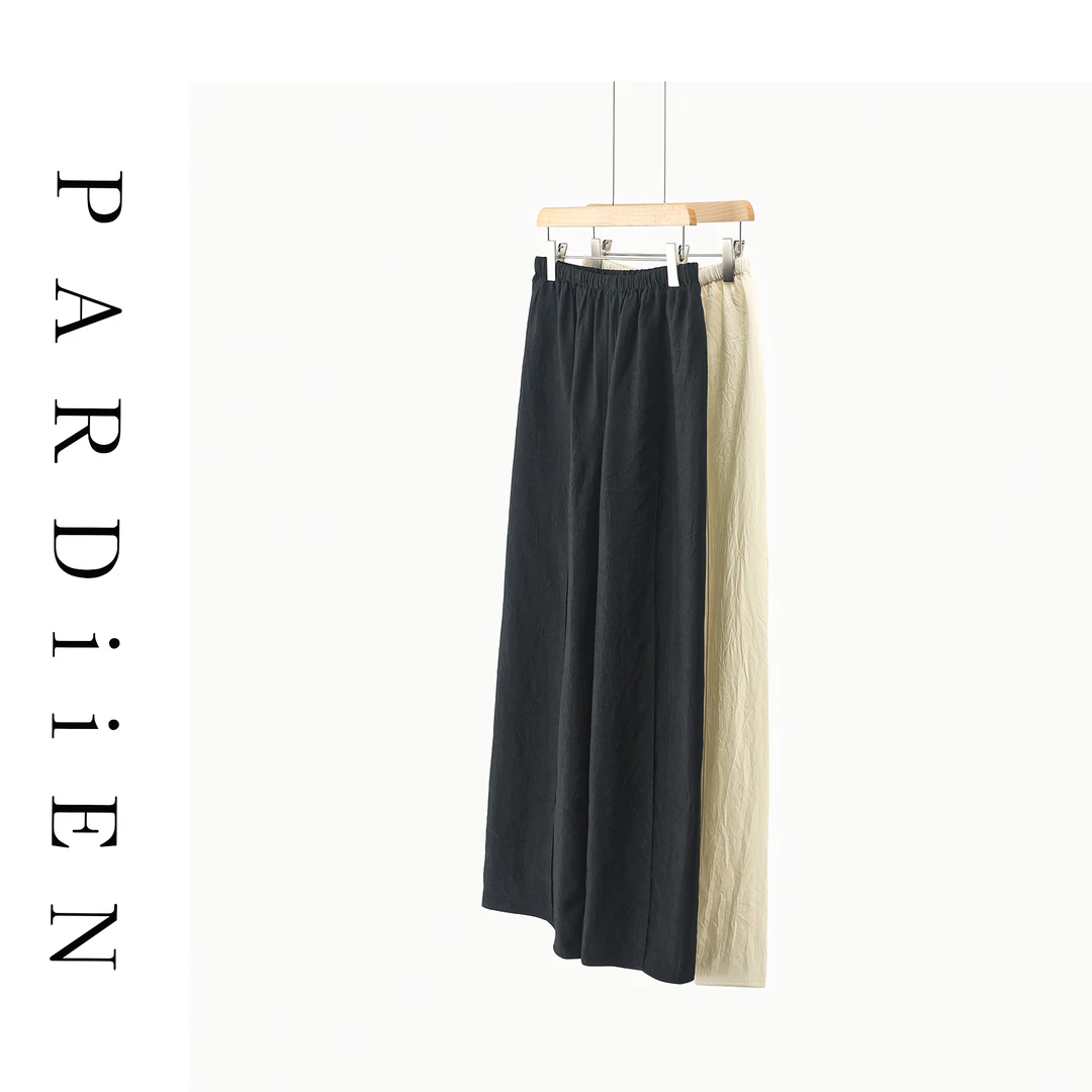 【北总严选】帕迪恩2217醋纤垂感松紧腰直筒阔腿休闲醋酸裤