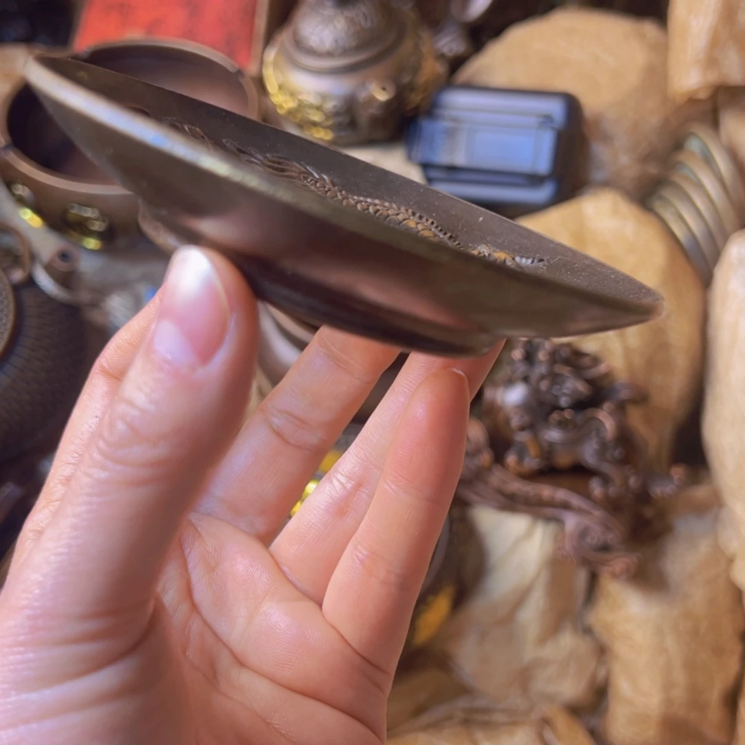 原矿风磨铜龙凤盘