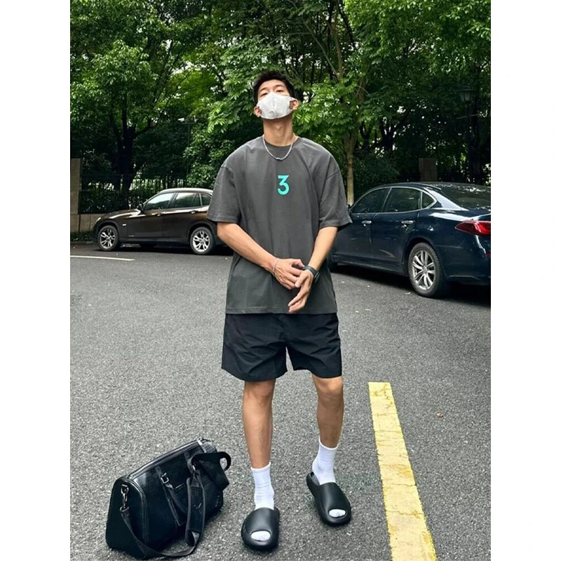 美式尼龙速干短裤男夏季薄款冰丝凉感情侣沙滩裤篮球运动四五分裤