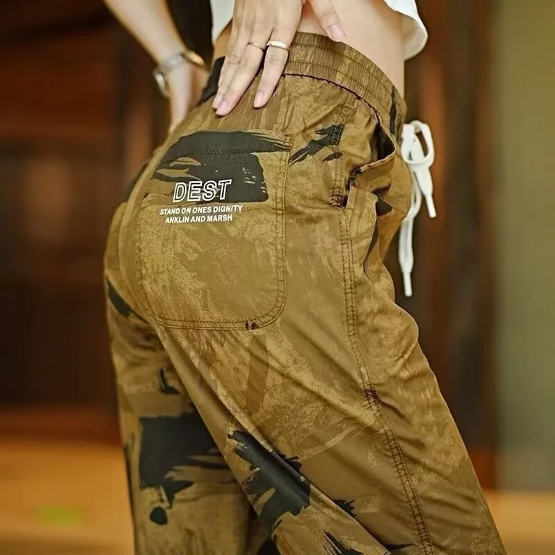 冰丝束脚裤男夏季速干宽松薄款迷彩运动长裤耐脏耐磨干活穿的裤子