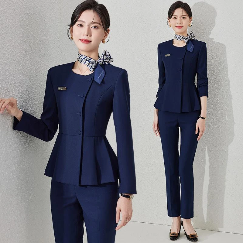 空姐职业装西装套装女春秋高端气质珠宝店工装酒店前台接待工作服
