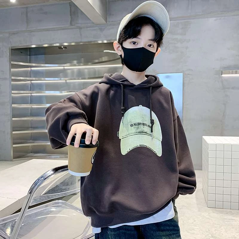 男童卫衣春秋2025新款儿童春装连帽上衣中大童洋气男孩痞帅长袖潮