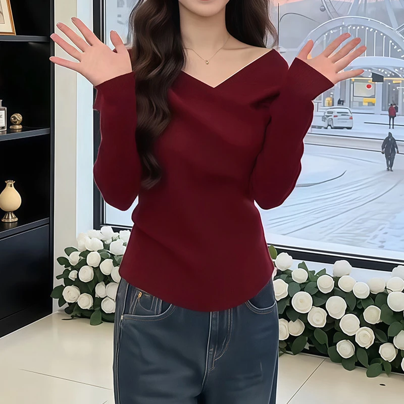 M1063不规则设计感针织衫女慵懒高级感毛针织衫上衣