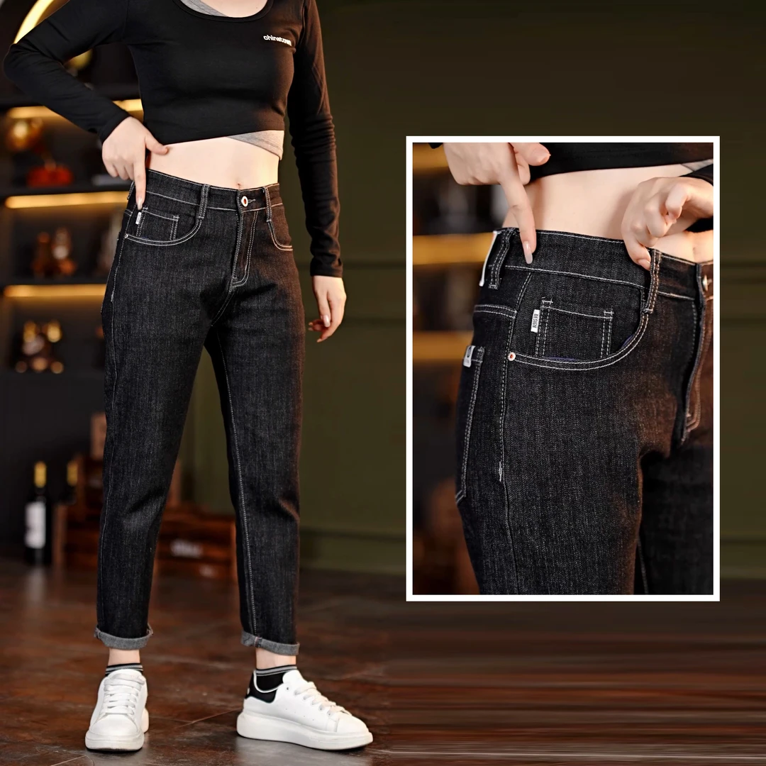 2025夏季九分男士牛仔裤修身小脚黑灰色长裤弹力小直筒九分裤