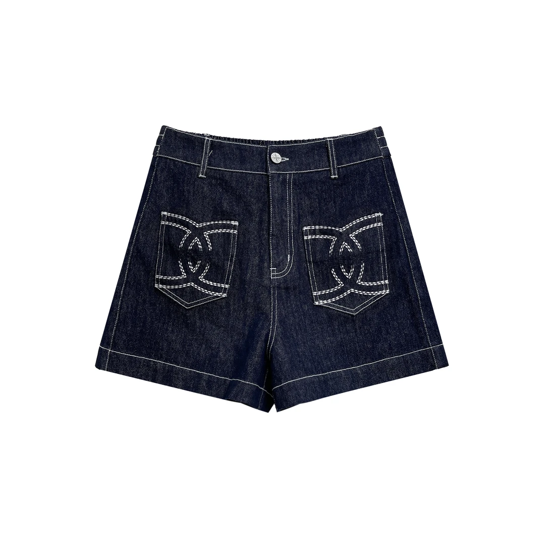25夏季新款明线设计师女牛仔短裤115528