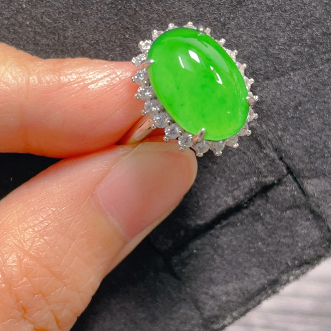 翡翠戒指银S925镶嵌111111111111