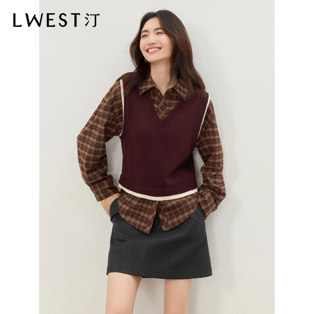 【达人专属】朗文斯汀安可拉红针织背心马夹DTYI4508C0325