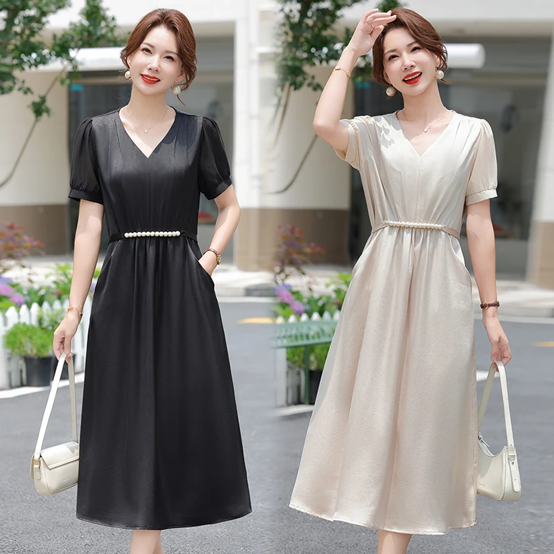 夏季新款连衣裙推荐妈妈装短袖气质穿搭中老年洋气时尚舒适凉快