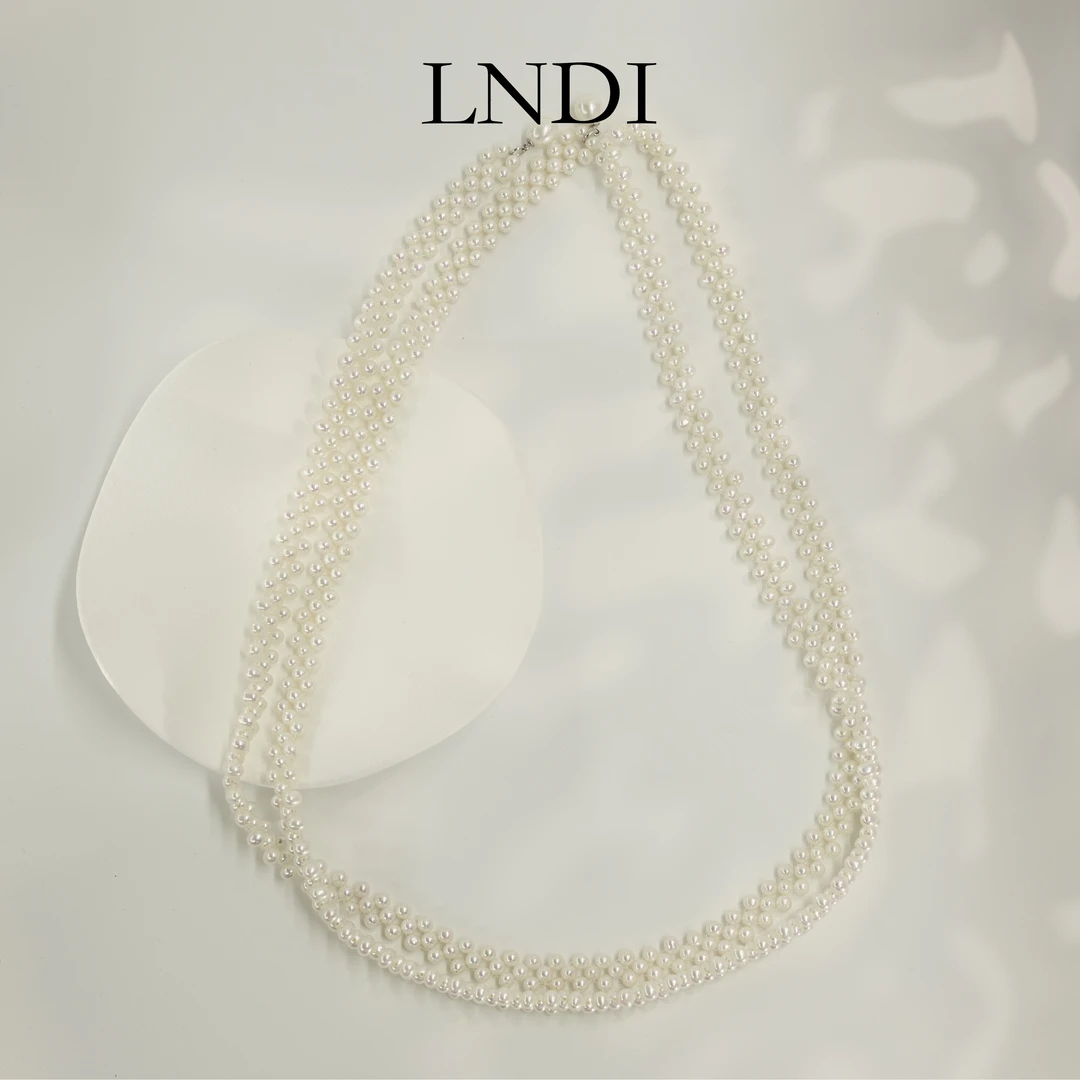 【LNDI】清梦 淡水编织优雅珍珠毛衣链3-4mm/s925银240251420142