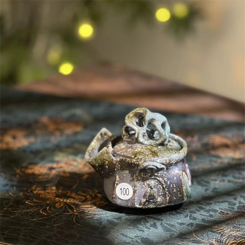 【茗器堂-林连柴烧】110ml三尊悟道太湖石四方宝瓶 100号 宝瓶壶