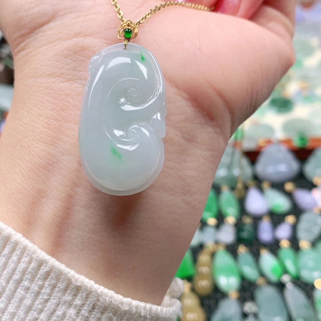 吊坠(不含链)18K金镶嵌翡翠