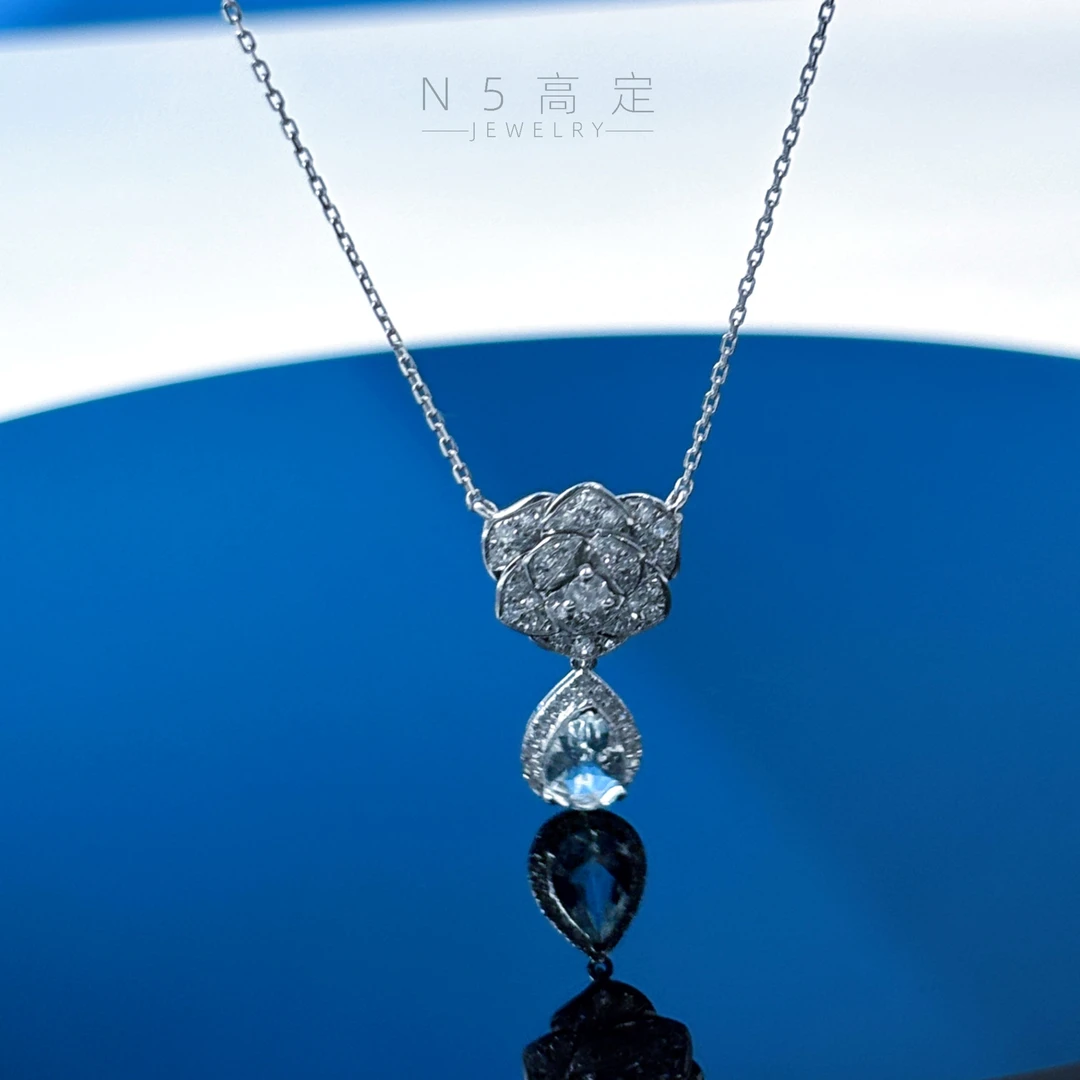 【N·5高定珠宝】重金 海宝玫瑰花水滴项链 ZSXL0277
