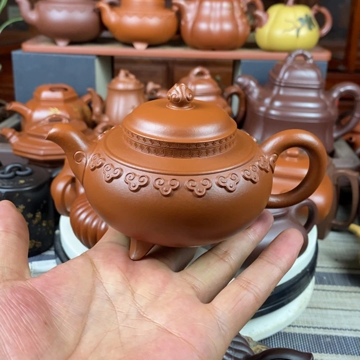 茶壶紫砂云肩如意180-230cc原矿赵庄朱泥特价