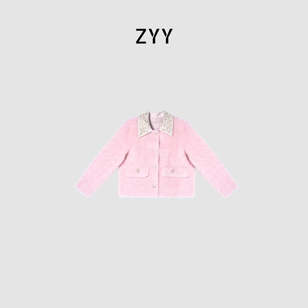 ZYY【云间月声】025/S重工敲珠气质翻领时尚百搭外套X25DDWT05813