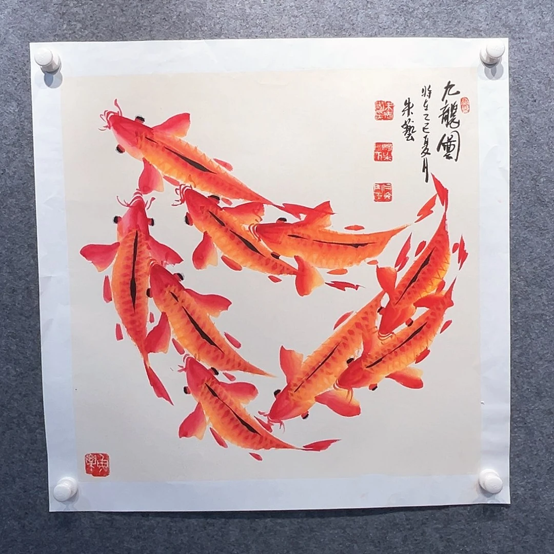 国画纯手绘画心原创