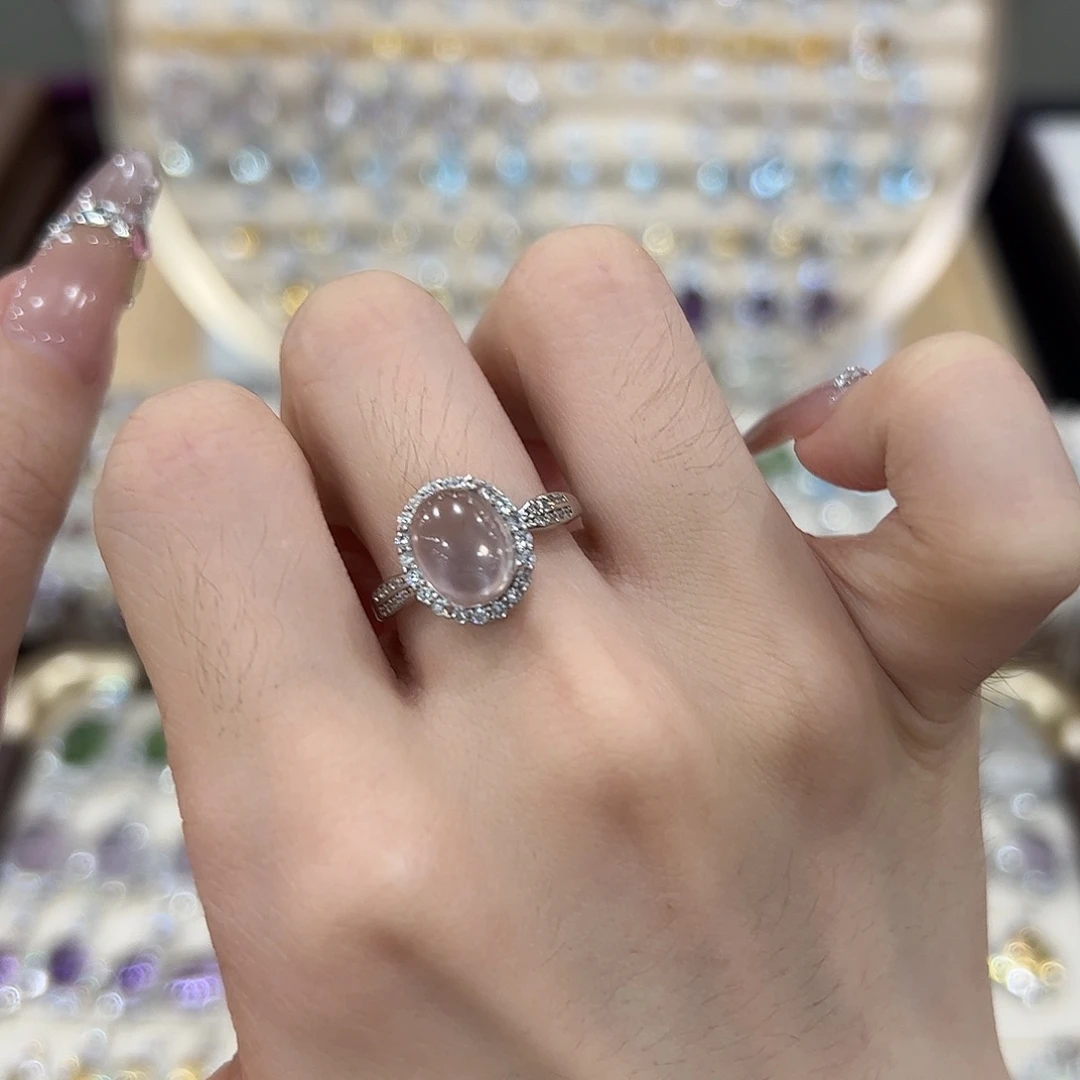 银S925镶嵌戒指烟晶