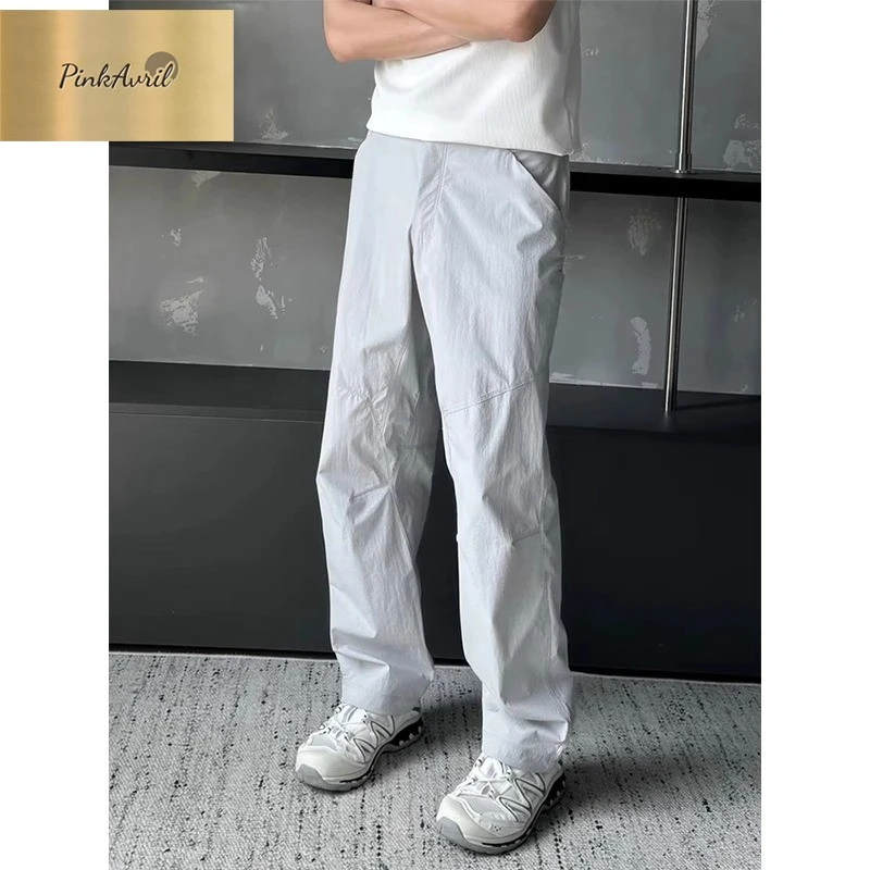 PinkAvril美式高级感速干裤子男款夏季户外轻薄软壳冲锋裤显瘦直