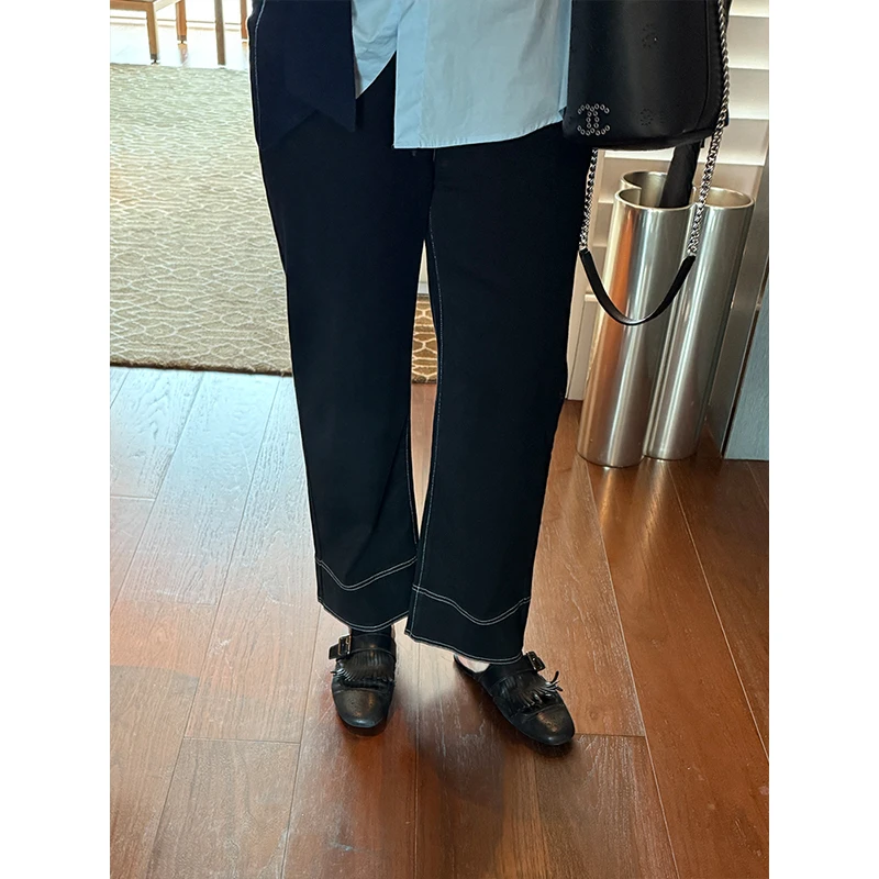 铅笔小鑫大码女装 明线设计 大码弹力 显瘦直桶牛仔裤