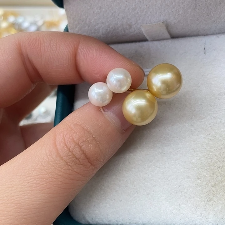 银S925镶嵌海水珍珠耳饰