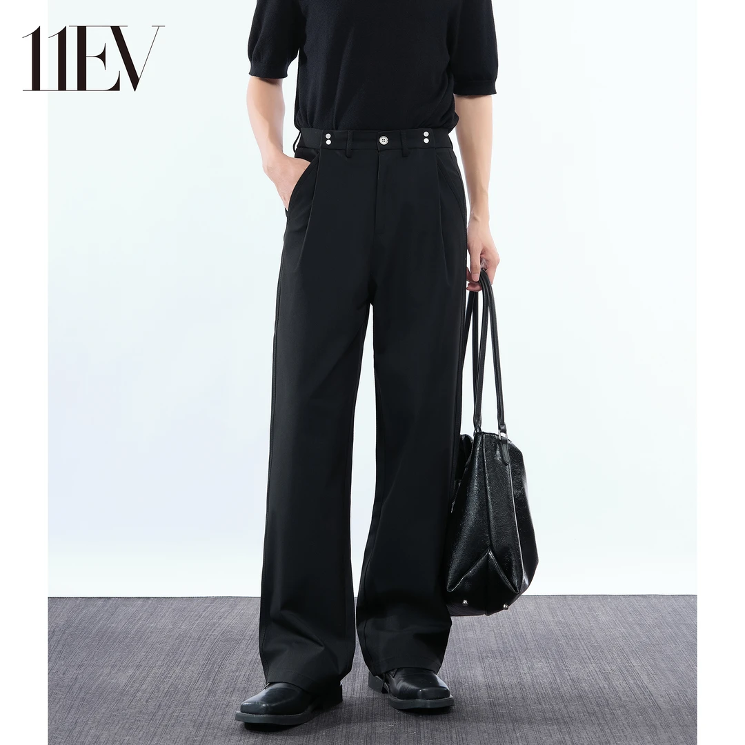 11EV 25SS垂感直筒西裤简约长裤高级感宽松休闲裤三本针设计腰头