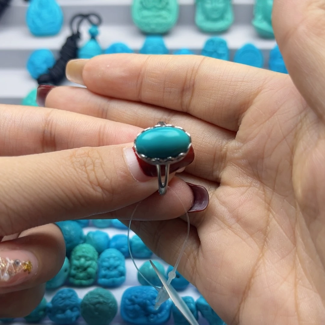 绿松石戒指银S925镶嵌