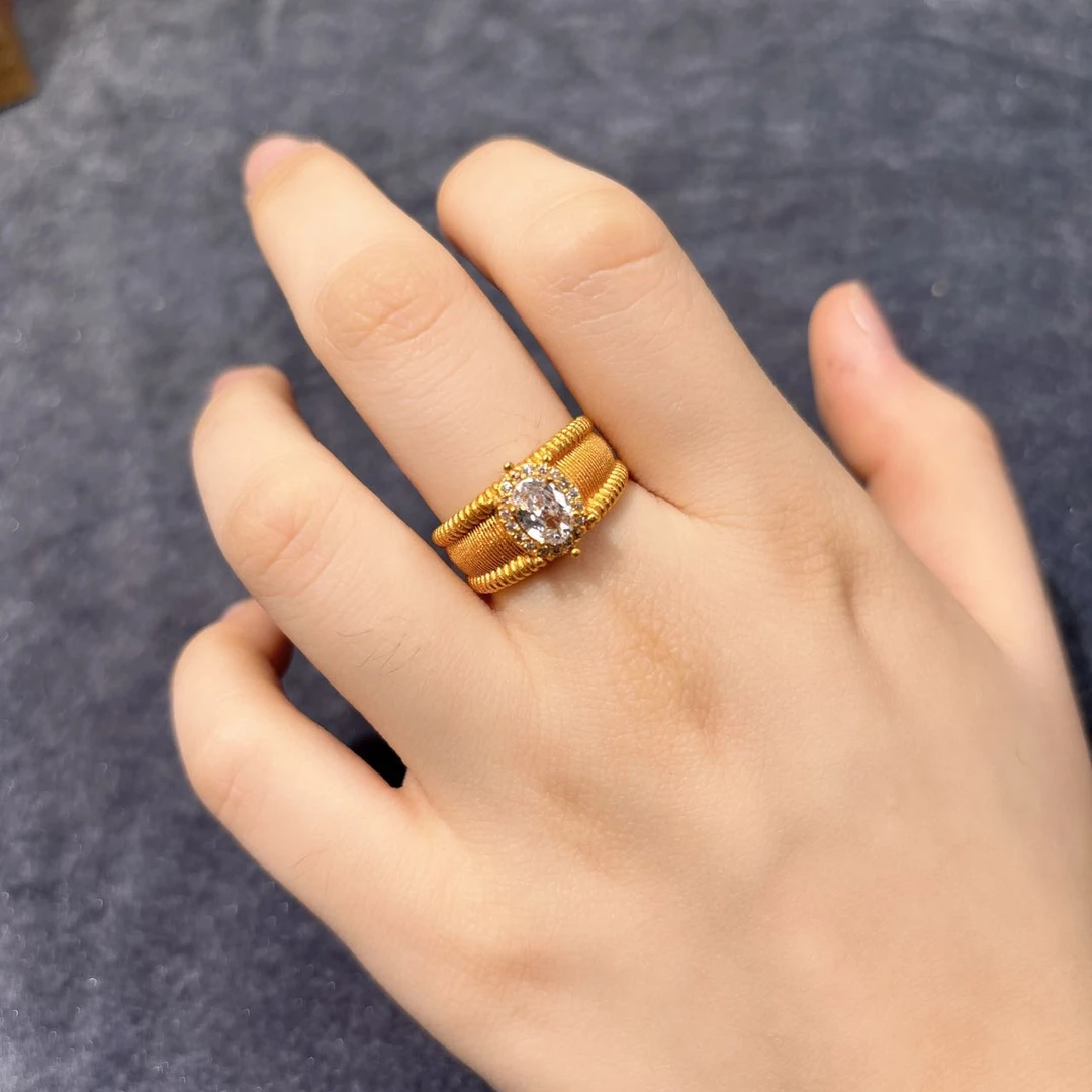 铜合金戒指 白钻鸽子蛋戒指-5013