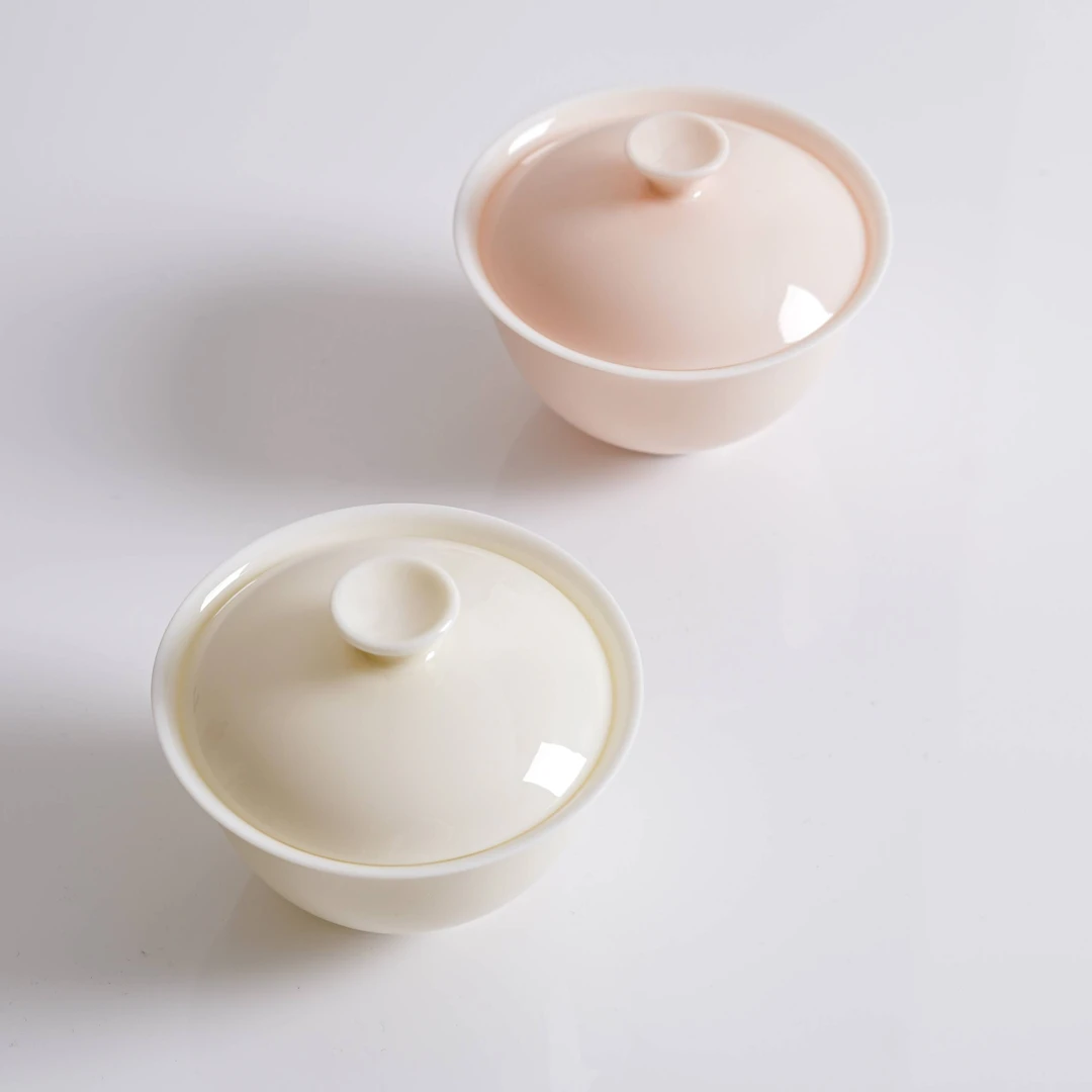 VANX梵星器皿 | 樱粉盖碗 樱白盖碗 家用白瓷盖碗薄胎不烫手