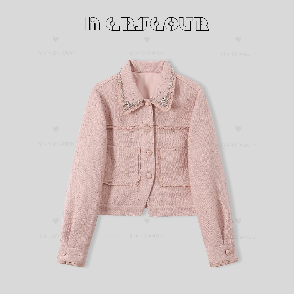 【粉雾星河】重工钉钻翻领小香风短外套5531991