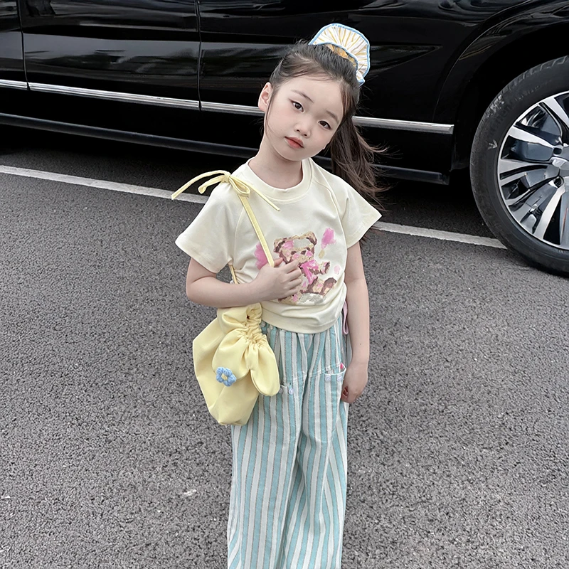 可爱女童夏套装2025新款韩国ins儿童衣服夏装小女孩洋气童趣穿搭9