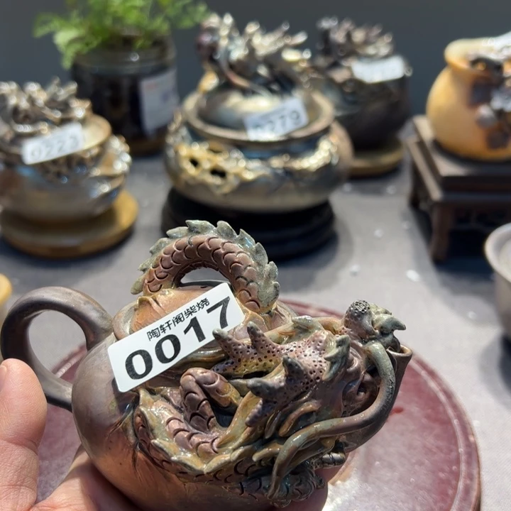 朱*呈柴烧茶器，纯手工制作