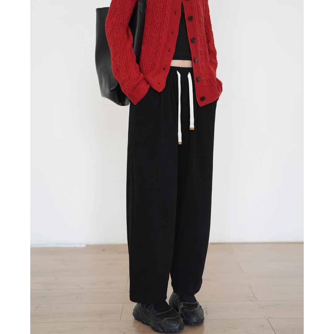 【现现清清】EIGHTHMONTH 黑色休闲裤女宽松运动裤子AS91371