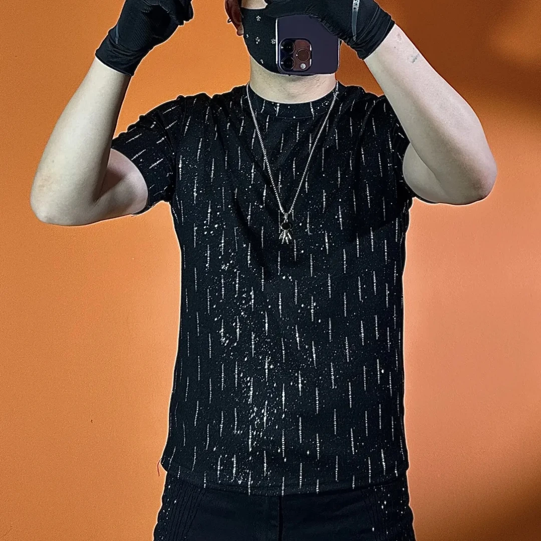 潮流圆领夏季设计师休闲短袖轻奢男装日常T恤半袖高奢常规款2510