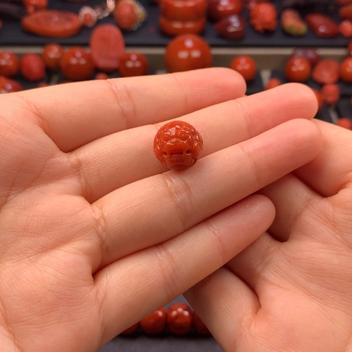 南红玛瑙未镶嵌貔犰单珠13MM+