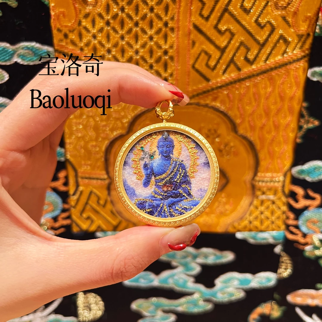 BLQTK-206 抬手琉璃光药师如来手工砂唐卡