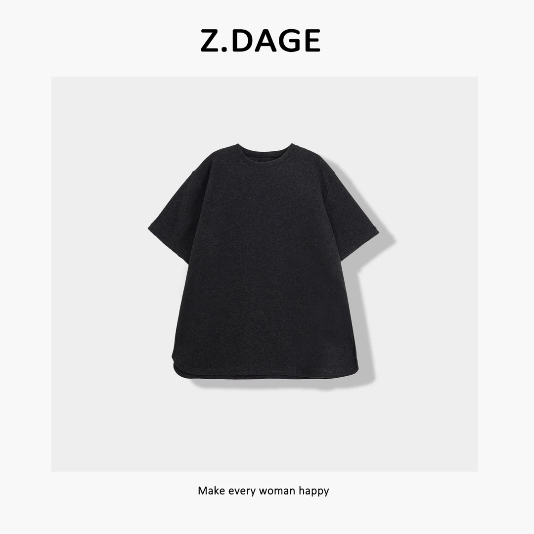 z.dage-‘静奢腔调’极简时尚早春款经典内搭慵懒撞色T恤-58819