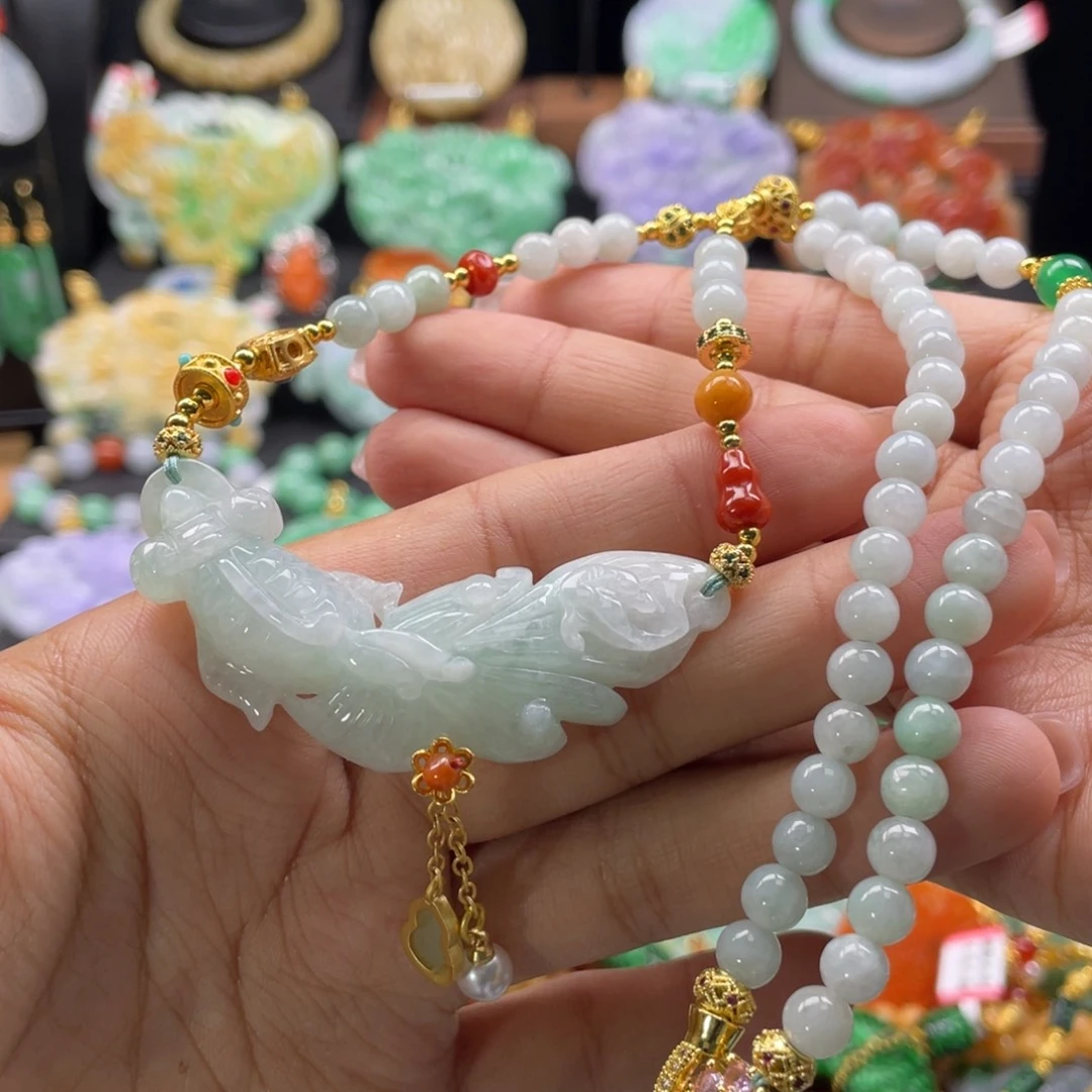 翡翠未镶嵌颈饰代编织